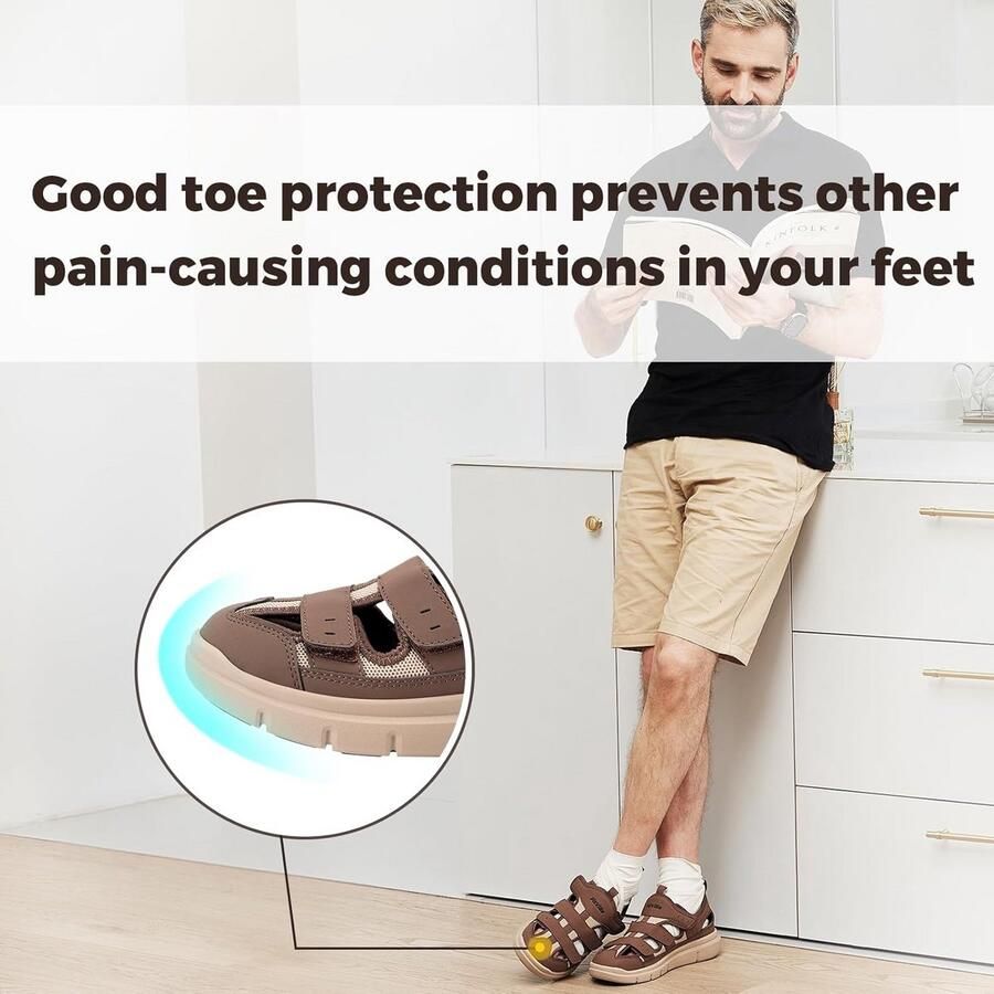 Diabetische Sandalen voor Heren Extra Brede Orthopedische Schoenen met Klittenband Comfortabele Revalidatieschoenen voor Senioren met Opgezette Voeten