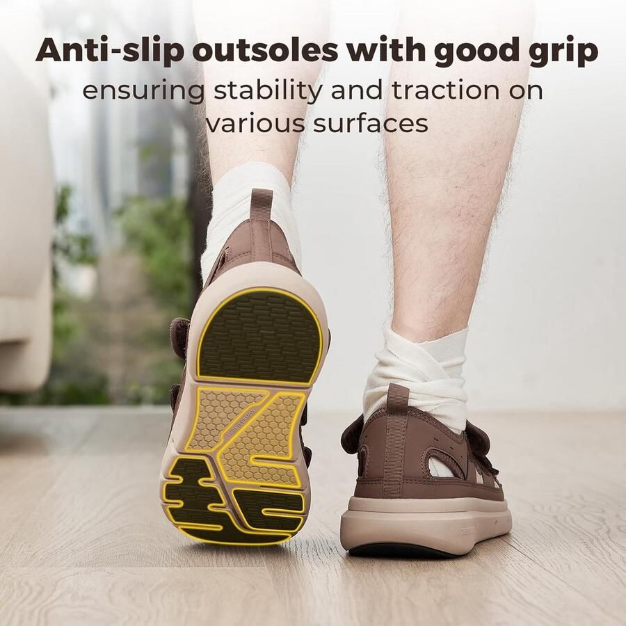 Diabetische Sandalen voor Heren Extra Brede Orthopedische Schoenen met Klittenband Comfortabele Revalidatieschoenen voor Senioren met Opgezette Voeten