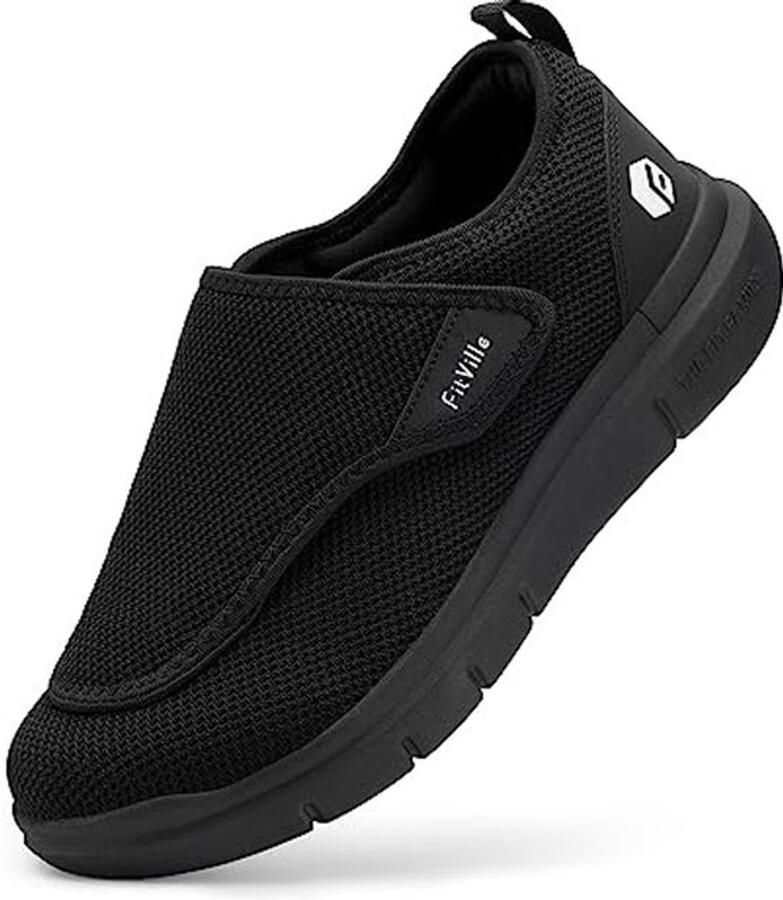 Diabetische Schoenen Heren Extra Breed Gezonde Slippers met Klittenbandsluiting voor Opgezette Voeten