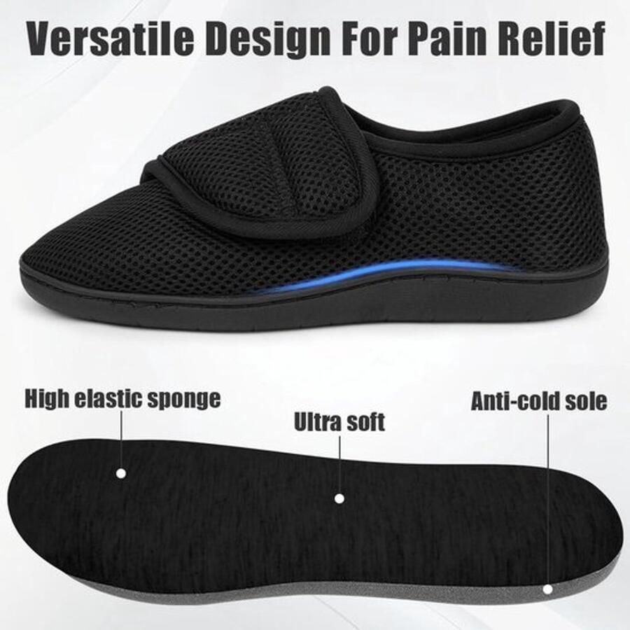 Diabetische Wandelschoenen voor Orthopedische Schoenen Brede Pasvorm Oedeem Gezwollen Schoenen Plantaire Fasciitis Zwart Geschikt voor Diabetes