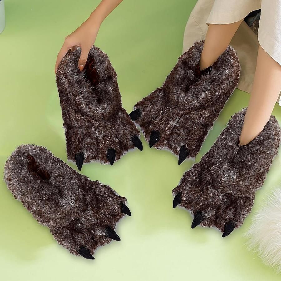 Dierlijke Poot Slippers voor Volwassenen en Kinderen Fluffy en Warme Cosplay Schoenen met Antislip Zool