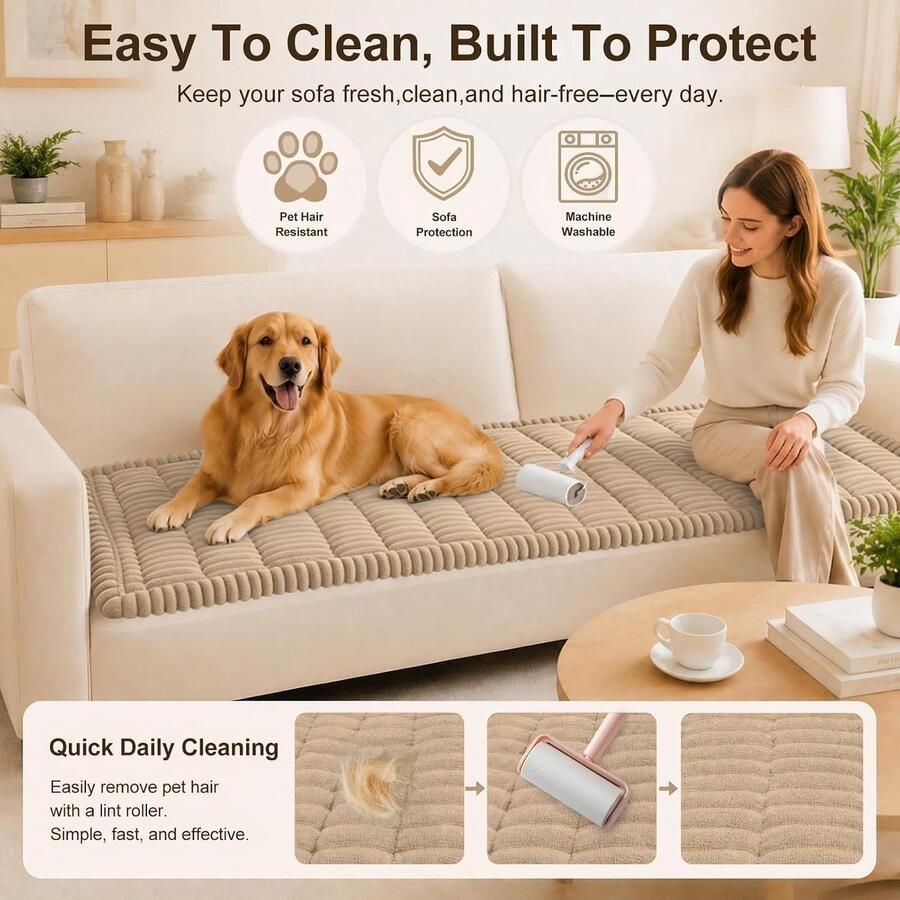 Dikke bankhoezen wasbaar voor huisdieren bankbeschermer voor grote honden zachte en donzige antislipbankhoes voor 2- 3- 4-zits meubelbeschermer voor woonkamer