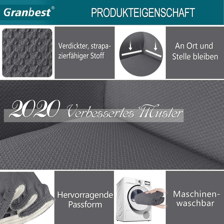 Dikke bankovertrek stijlvol patroon bankovertrek voor bank stretch elastische jacquard bankhoes met armleuning voor woonkamer antislip (3-zits lichtgrijs)