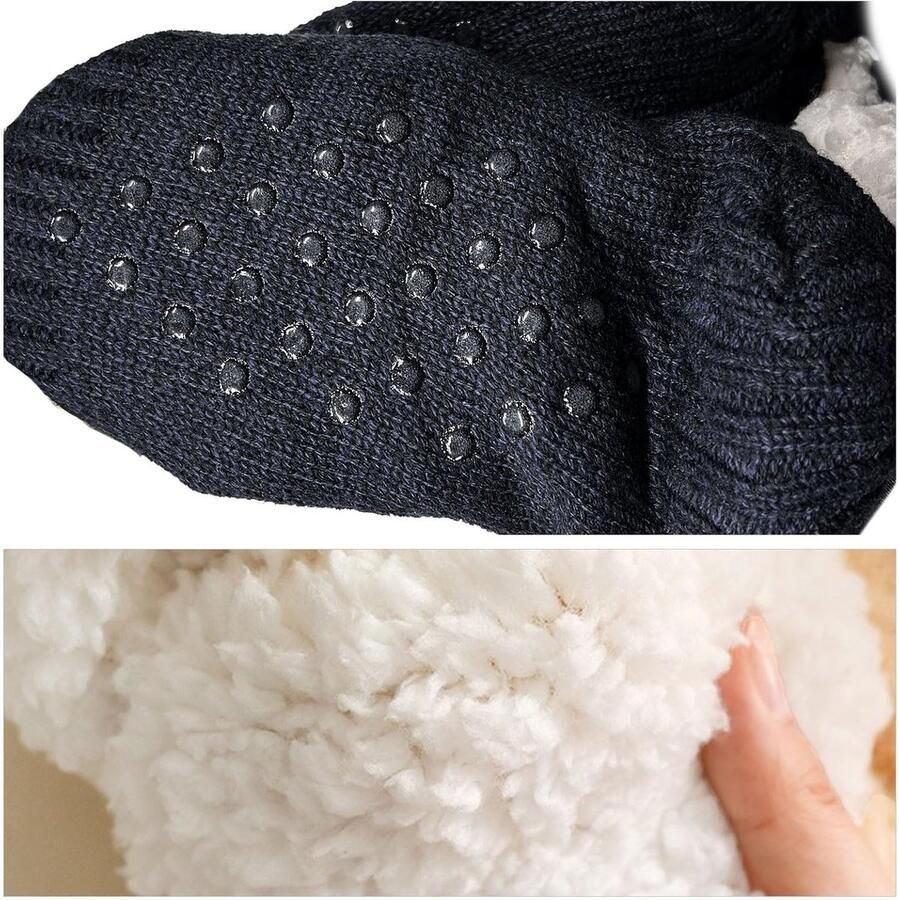 Dikke gebreide fleece gevoerde slippers voor nen en warme antislip sokken voor thuis yoga en sportactiviteiten