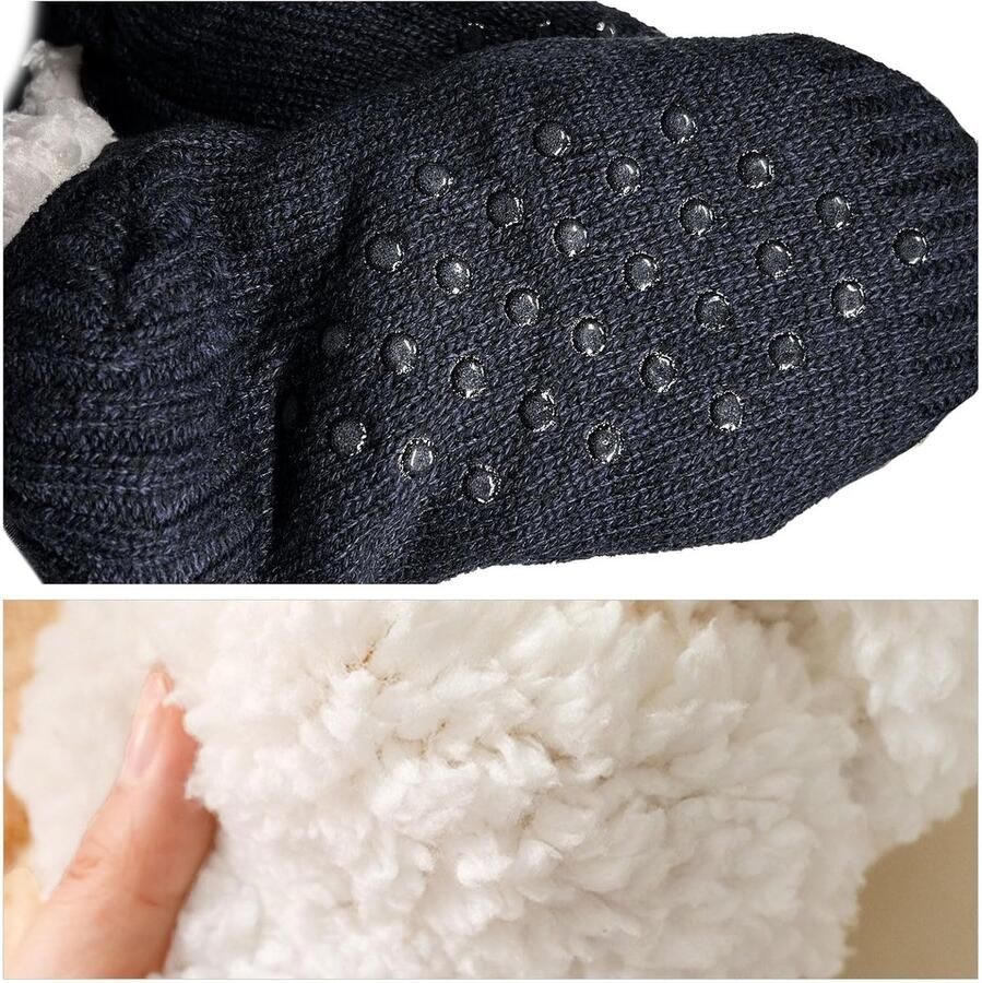 Dikke gebreide fleece slippers voor nen en warm en antislip voor winterse indoor activiteiten yoga en thuisgebruik