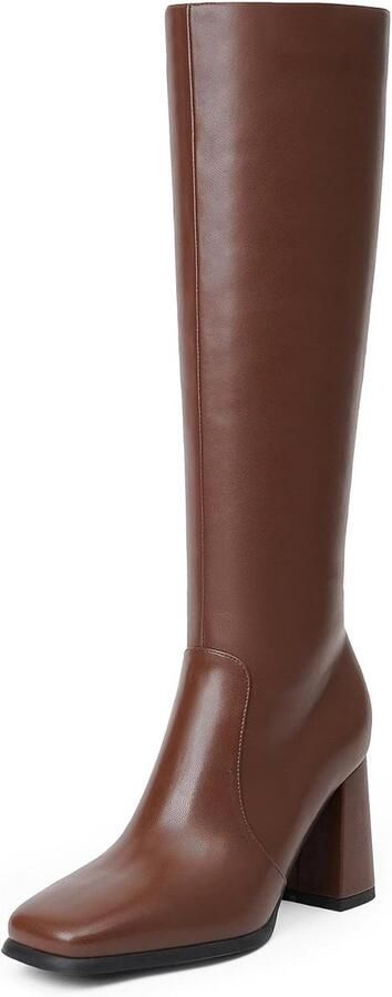 Dames Laarzen met Dikke Hoge Hak en Vierkante Neus