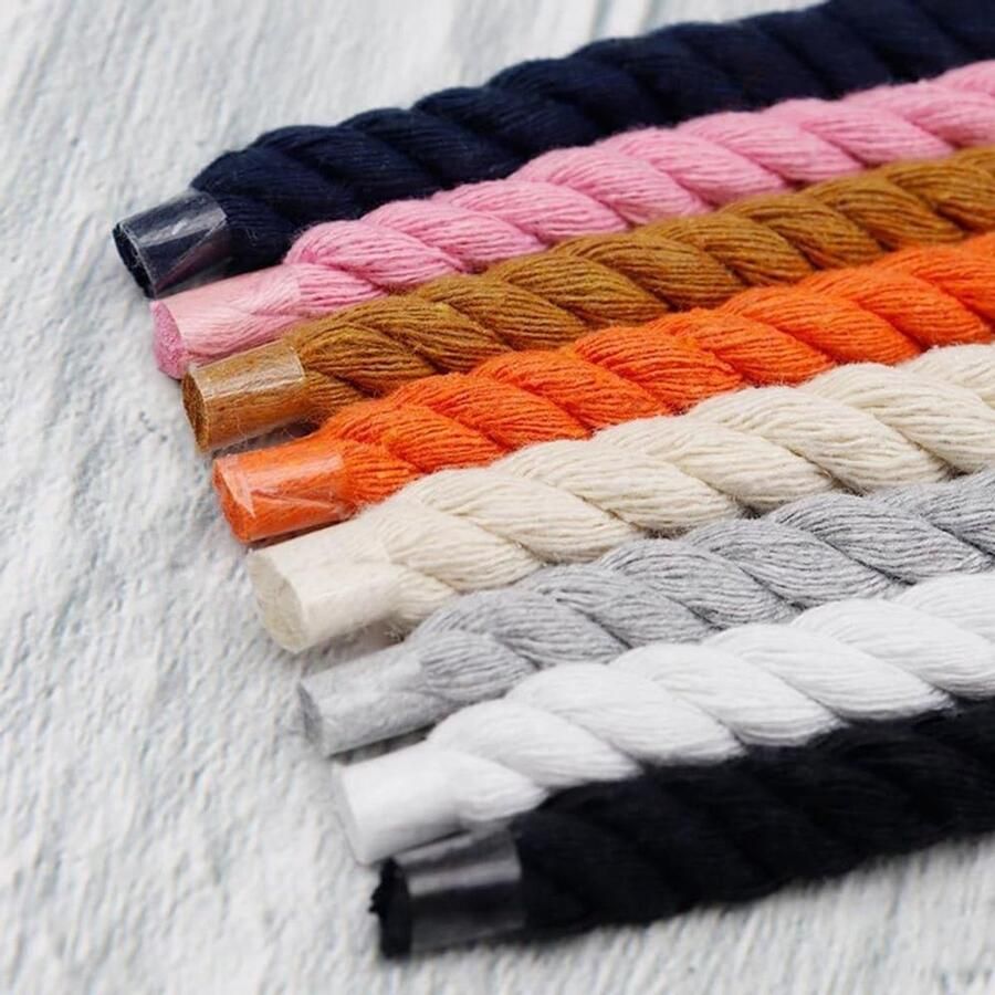 Dikke ronde veters 8mm voor DIY-projecten gekruist katoen perfect voor sportschoenen en sneakers in geel