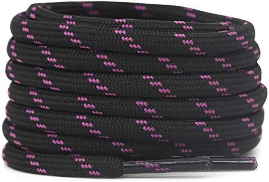 Dikke ronde veters voor wandelschoenen met zwart paarse stippen