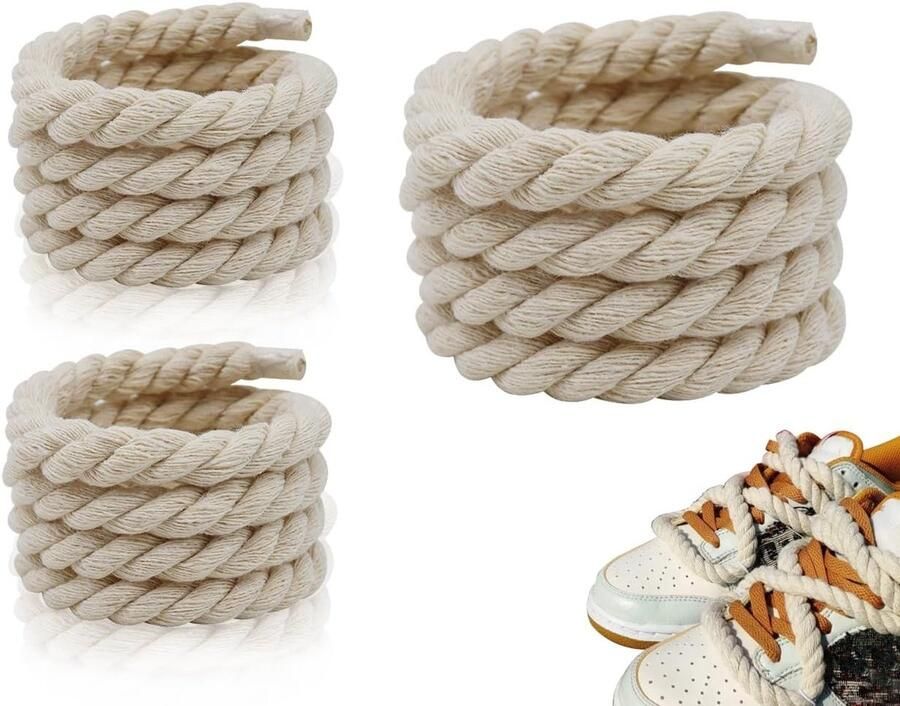 Dikke Schoenveters van 8mm voor DIY Gym- en Sportschoenen Rond Beige Duurzaam en Sterk