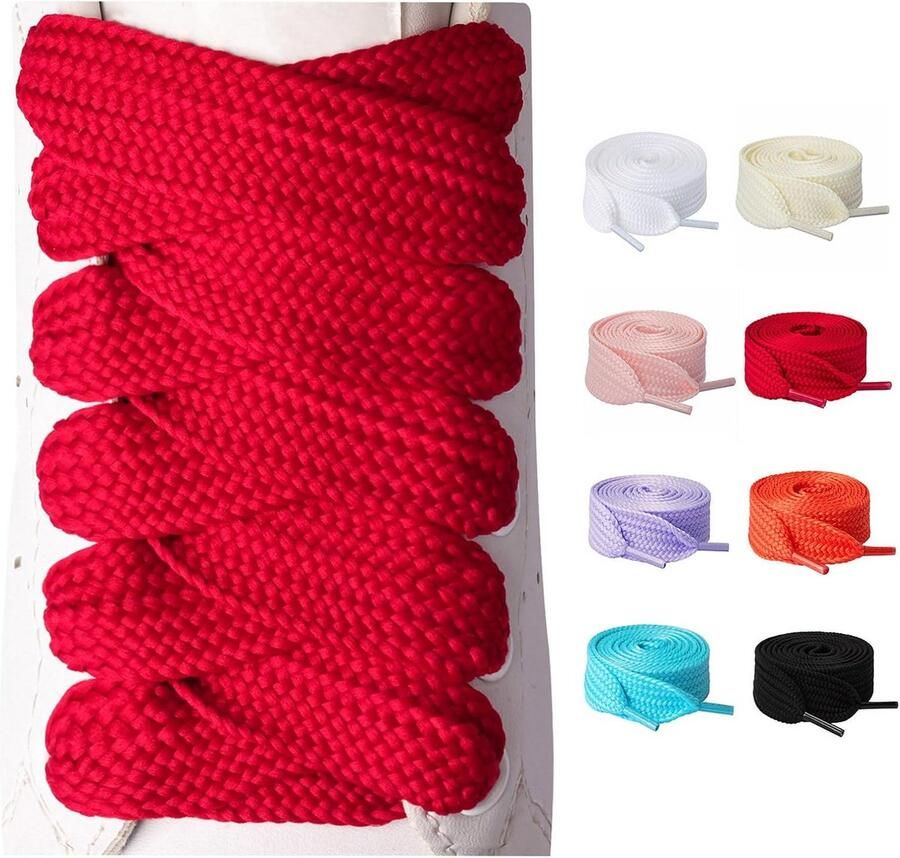 Dikke Schoenveters voor Sneakers en Laarzen 2 Paar Brede Veters in Kleuren