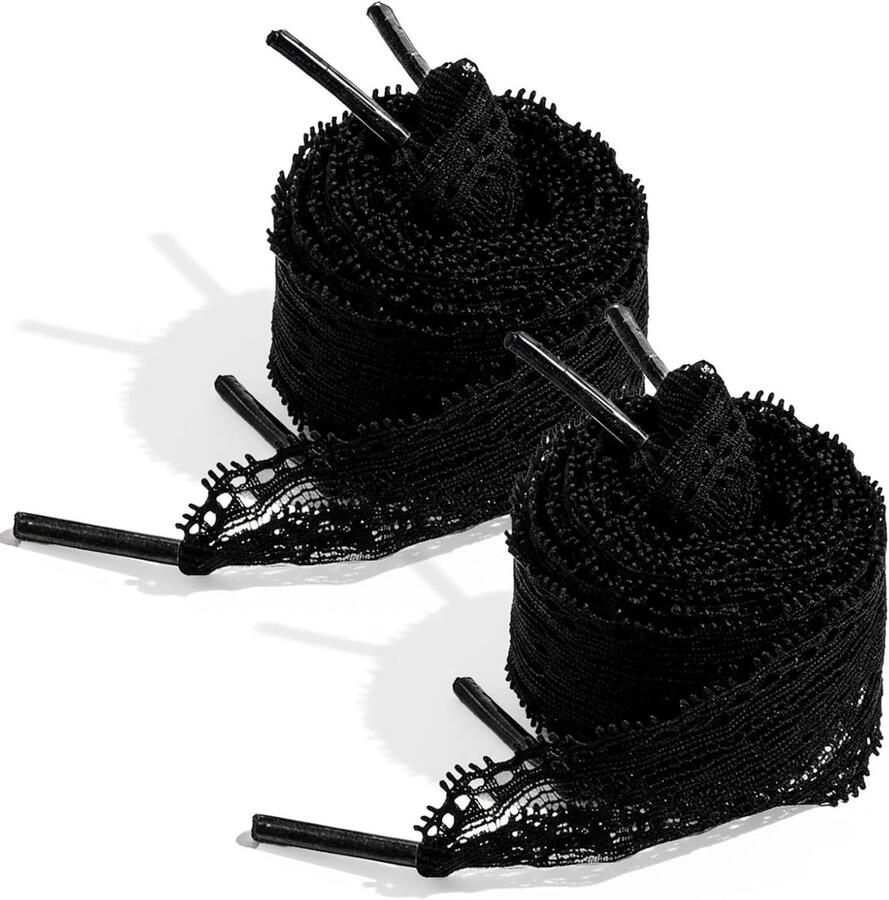 Dikke platte veters voor sneakers en trainers lange zwarte veters 2 paar comfortabele en modieuze schoenveters voor dames