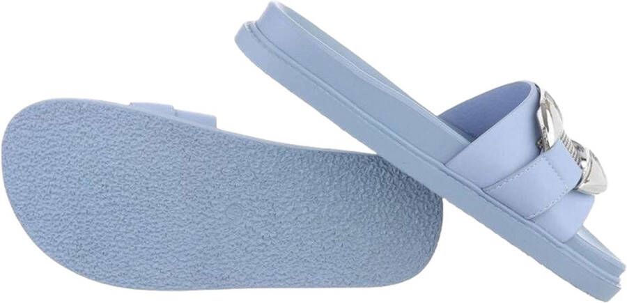 Dilena fashion slippers metaal stras blauw