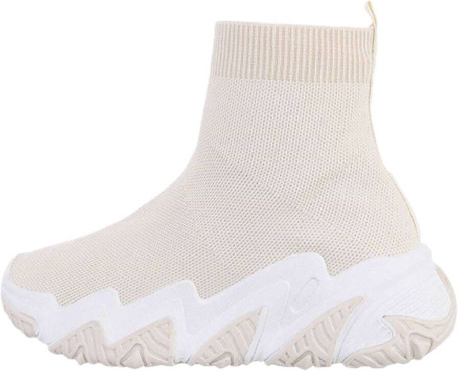 Dilena fashion Sneakers sok hoog licht beige dames