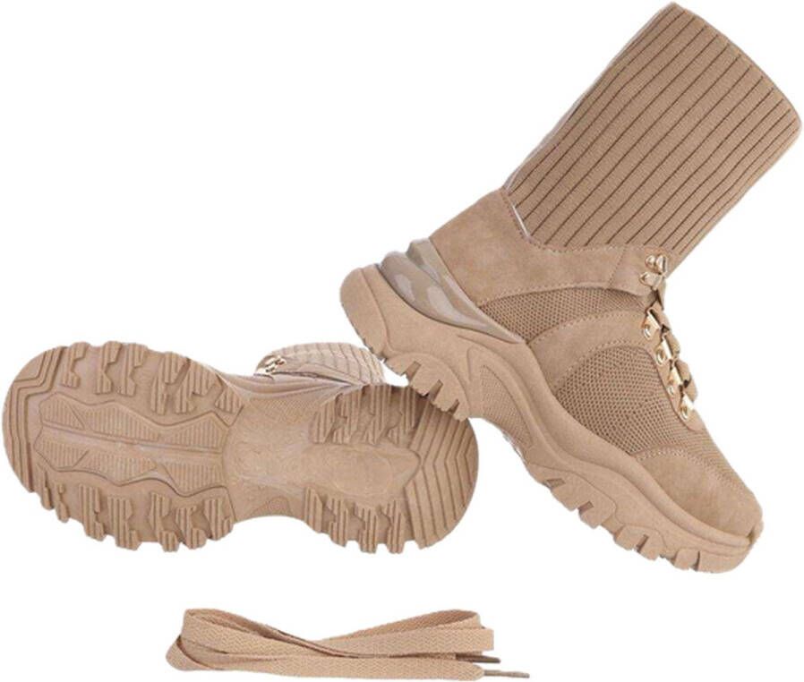 Dilena fashion sok sneakers hoog khaki