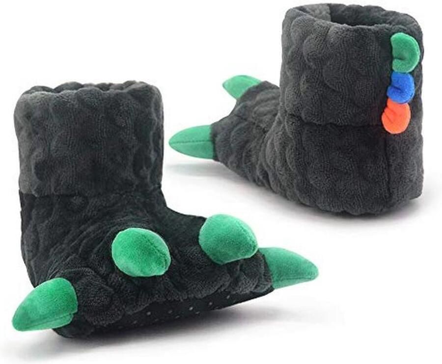 Dino's Klauwpantoffels voor Kinderen Zachte Pluche Huisslippers met Antislip-Grijpstippen