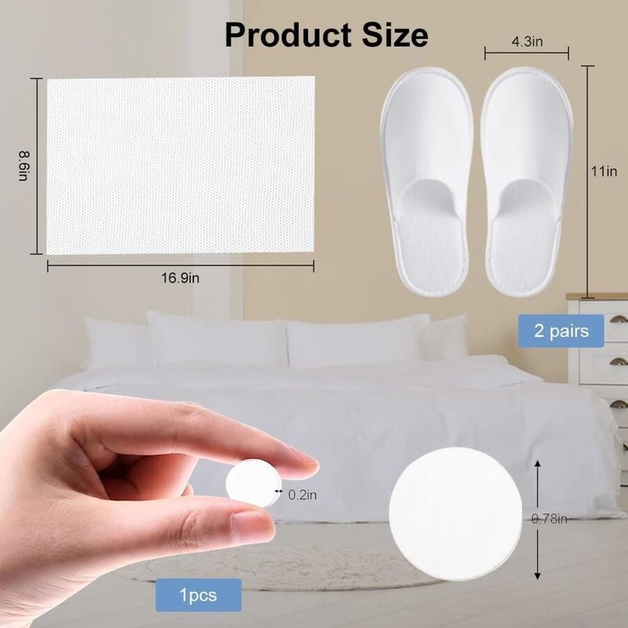 Disposable Hotel Slippers voor nen en Set van 2 Ideaal voor Wellness en Reizen Inclusief 1 Gecomprimeerde Handdoek Witte Badslippers in Één