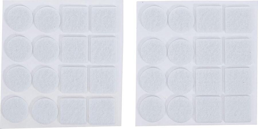 Diy 80860 Viltglijderset wit 32-dlg 16 rond Ø 22 mm 16 vierkant 22 x 22 mm dikte 3 mm