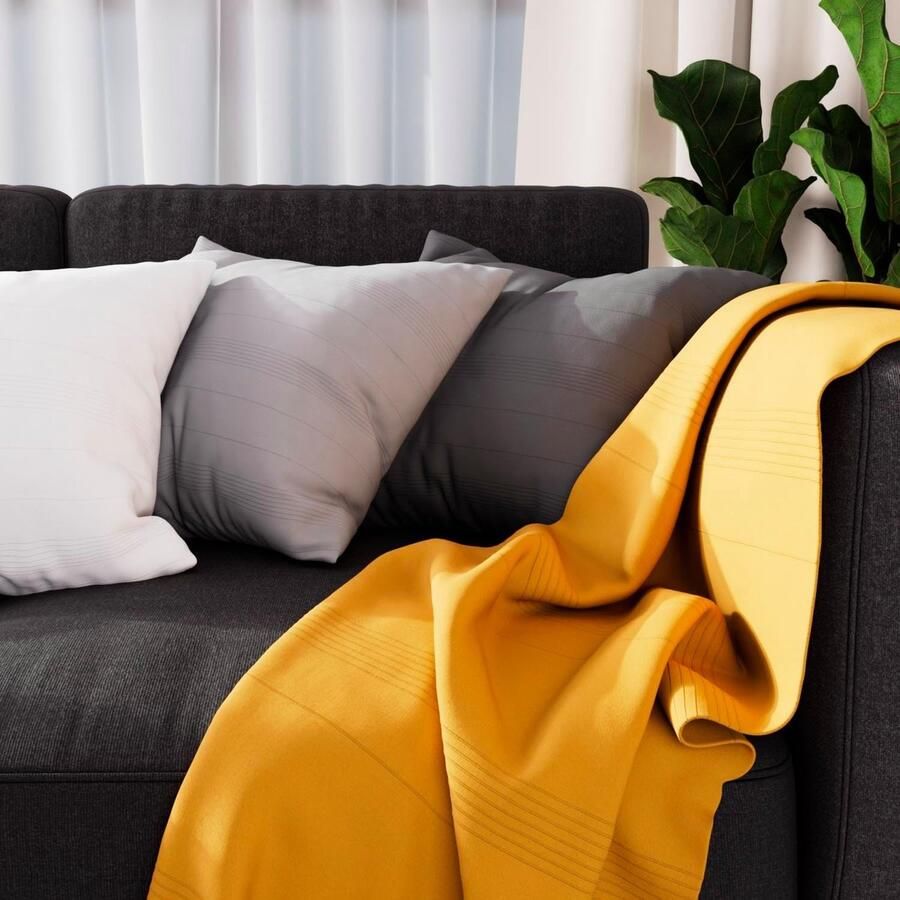 D'Ocre Adele Dekking verlicht gegooid van bank Polycoton Geel 180 x