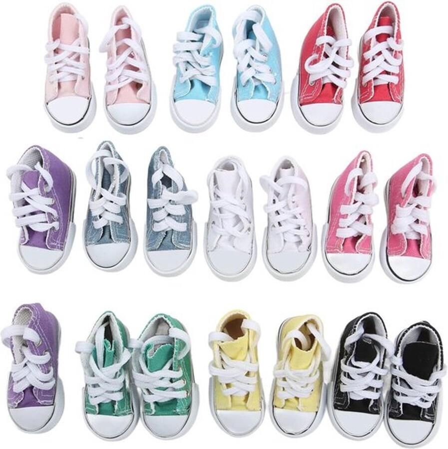 Doll Sneakers Set met 10 Paar Canvas Schoenen in Kleuren Non-Slip Pop Boots voor Poppen en Cadeaus