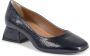 19v69 Italia Donkerblauwe Leren Hak Ballerinaschoenen Blue Dames - Thumbnail 1