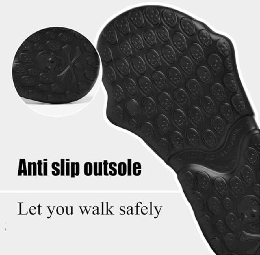Douche Slippers met Doodskopmotief Zwart Bruin Wit