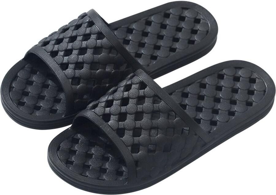 Doucheslippers voor volwassenen- comfortabele en zachte slippers- sneldrogend- antislip met afvoergaatjes voor in de badkamer -36 37 Zwart