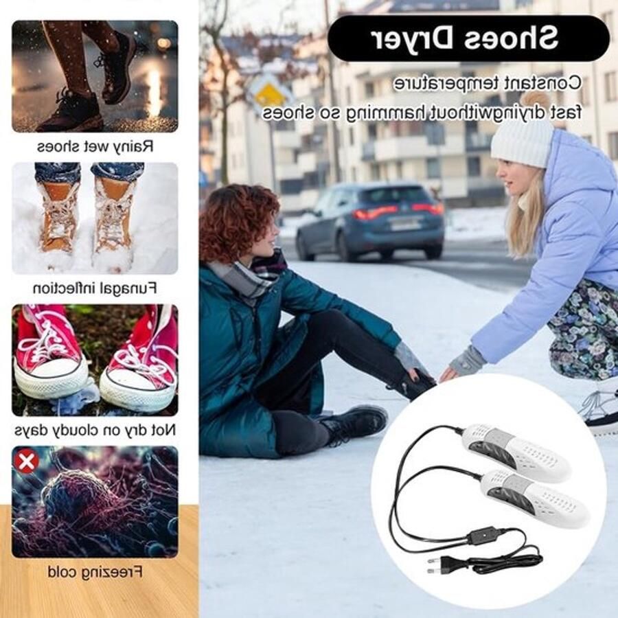 Draagbare elektrische schoenen droger verwarmers voor schoenen en laarzen ideaal voor ski- en wandelschoenen wit