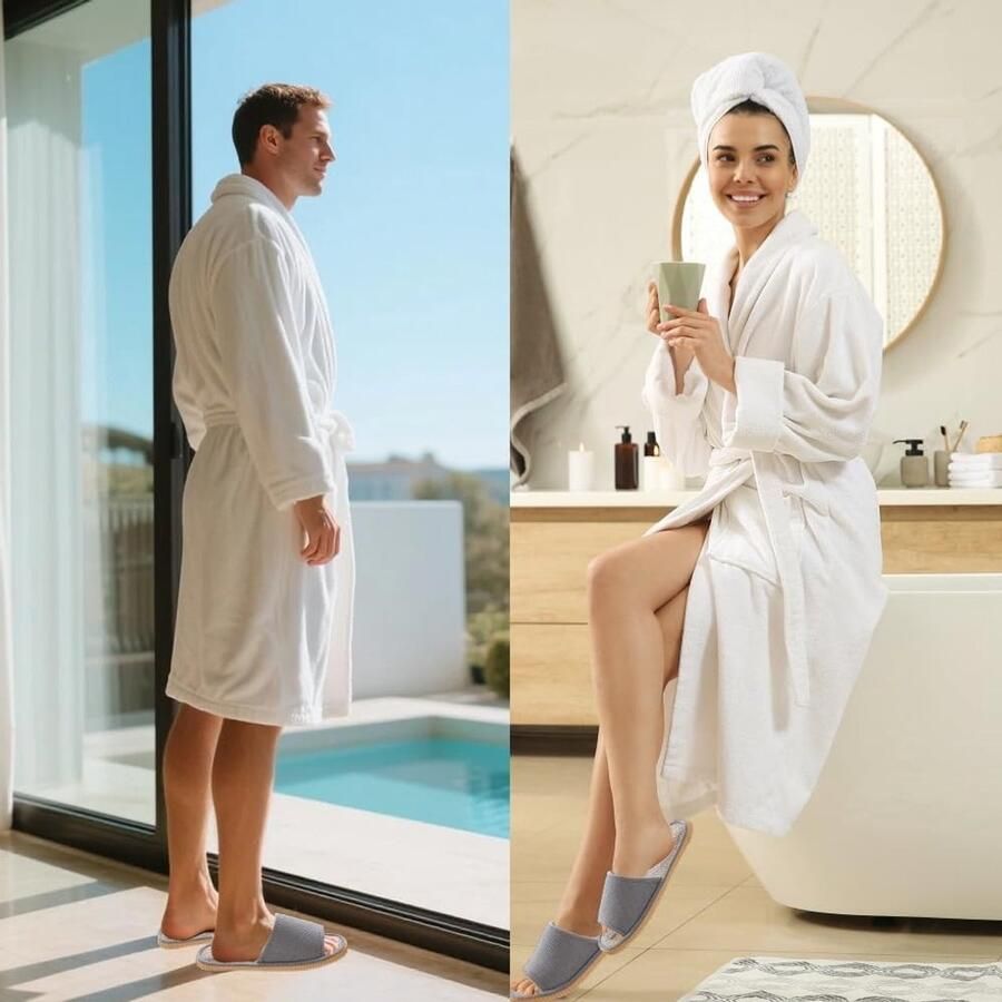 Draagbare en Herbruikbare Hotel Slippers voor nen en Zachte Antislip Badslippers voor Binnengebruik met 12mm Dikke Zool Ideaal voor Gasten en Thuis Grijs