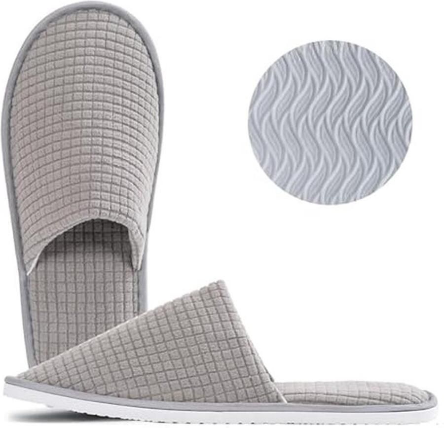 Draagbare Reispantoffels Zachte Koraalfluwelen Hotelpantoffels met 7 mm Zolen Antislip Spa-Pantoffels voor Thuis en op Reis