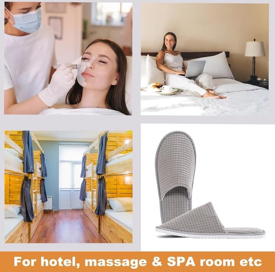 Zachte Coral Velours Reisslippers met Dikke 7mm Zolen Herbruikbare Antislip Spa Slippers voor Thuis Hotel en Gasten - Foto 2