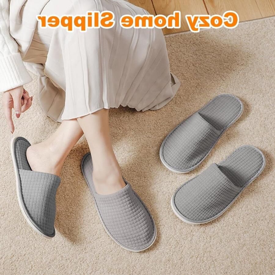 Draagbare Reisslippers van Zacht Koraalvelours met Dikke 7mm Zolen Herbruikbare Antislip Spa Slippers voor Thuis Hotel en Gasten
