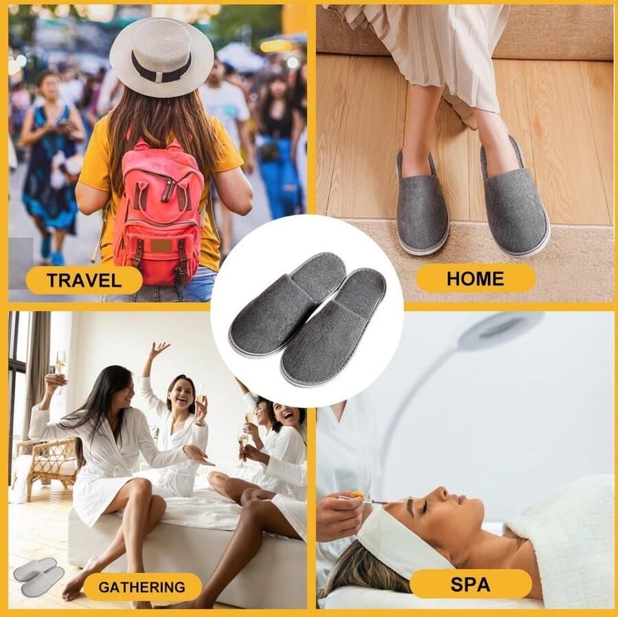 Draagbare Reusable Slippers voor Reizen Antislip Hotel- en Spa-sandalen in Sterrenhemel Grijs Comfortabel en Lichtgewicht