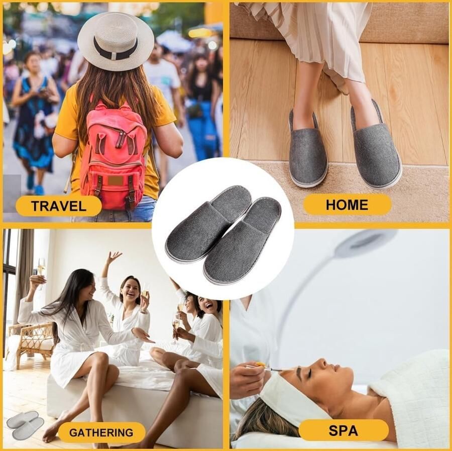 Draagbare Reusable Reis Slippers voor Hotel en Spa Antislip Binnen- en Buitengebruik Sterrenhemel Grijs