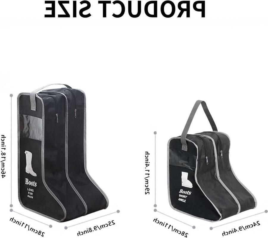 Draagbare Schoenentas voor Rijdlaarzen Geschikt voor 2 Paar Met Handvat en Rits Stofdichte Opbergtas voor Korte en Hoge Laarzen Ideaal voor Reizen en Opbergen