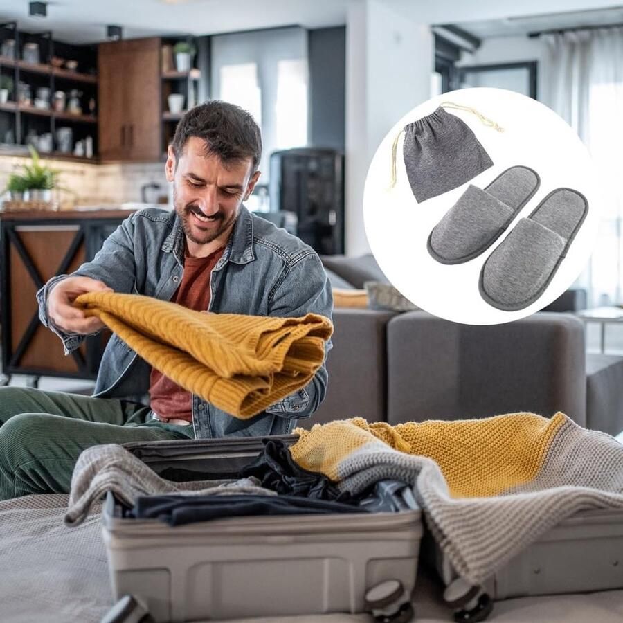 Draagbare Vouwslippers voor Buiten Herbruikbare Gestreepte Sandalen voor Reizen en Vakantie