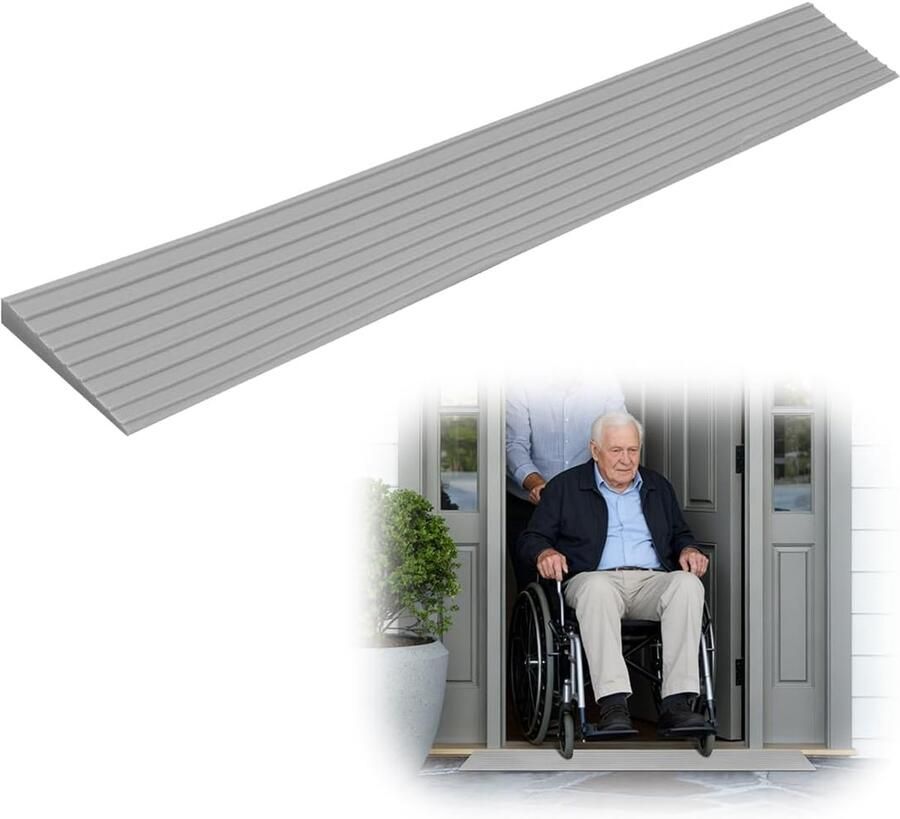 Drempelhelling zuigrobot antislip oppervlak oprijplaat zuigrobot voor robotstofzuiger kinderwagen rollator of e-scooter (grijs 90 x 6 x