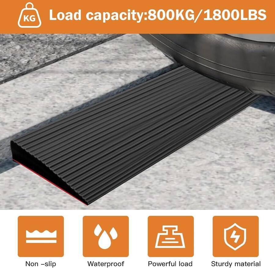 Drempeloprijplaat 90 x 8 x Oprijplaat Overgangsprofiel Zelfklevend Drempelhelling Rolstoelhelling Voor Kinderwagen Rollator of E-scooter (Zwart Hoogte)