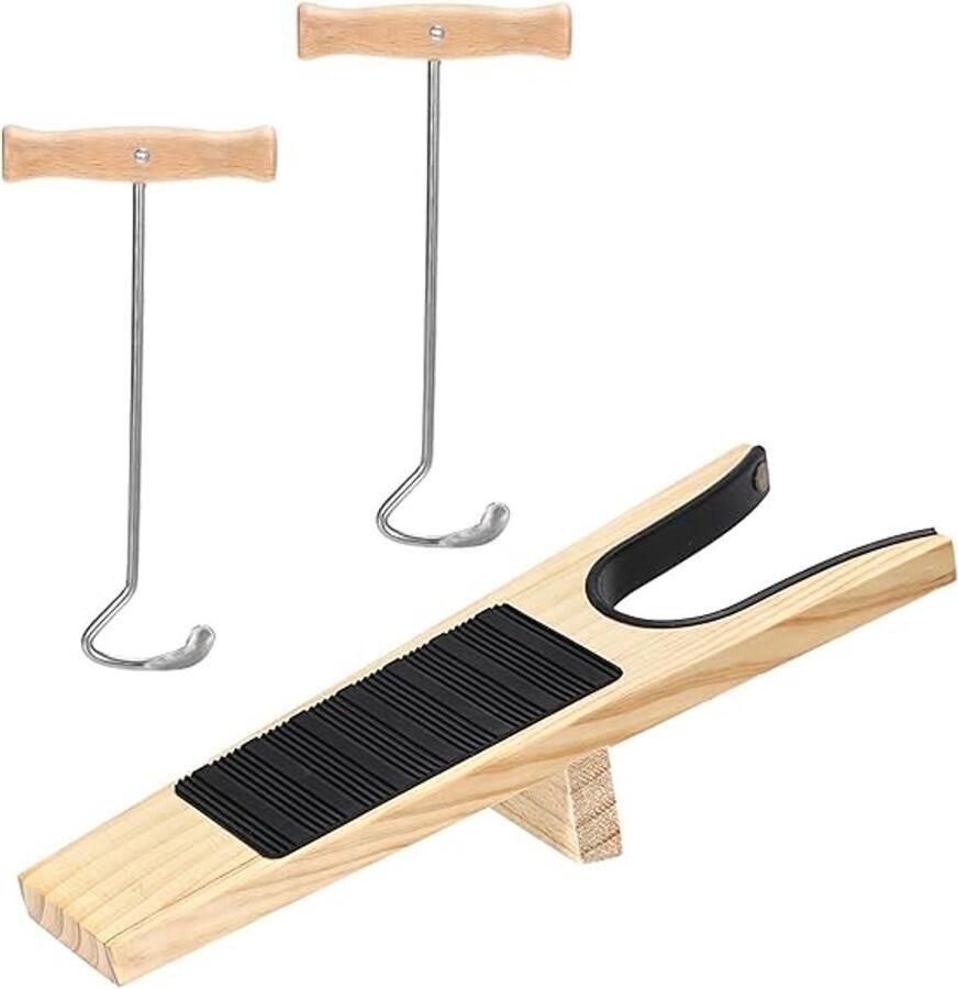 Driedelige houten laarzenlepelset geschikt voor werklaarzen cow laarzen geschikt voor zowel binnen- als buitengebruik met lange steel unisex voor het gemakkelijk aan- en uittrekken van laarzen