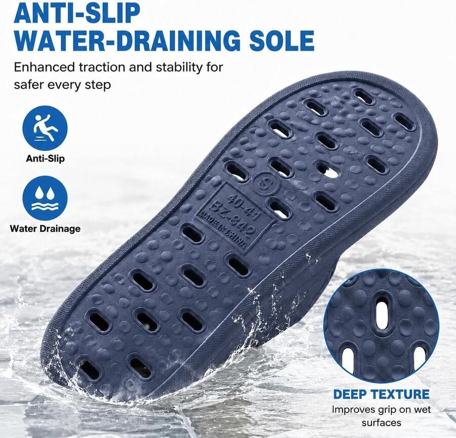 Drogende doucheslippers antislip badslippers afvoergaten doucheschoenen voor en slaapzaal zwembad sportschool