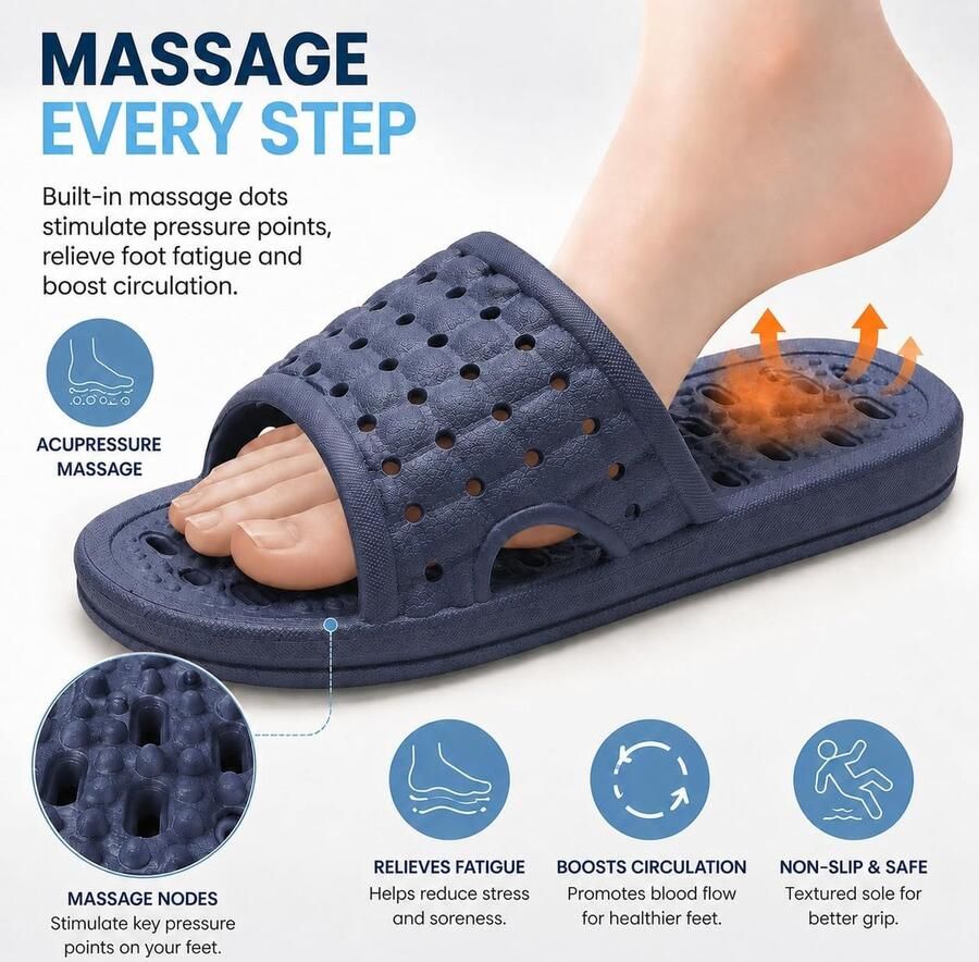 Drogende doucheslippers antislip badslippers afvoergaten doucheschoenen voor en slaapzaal zwembad sportschool