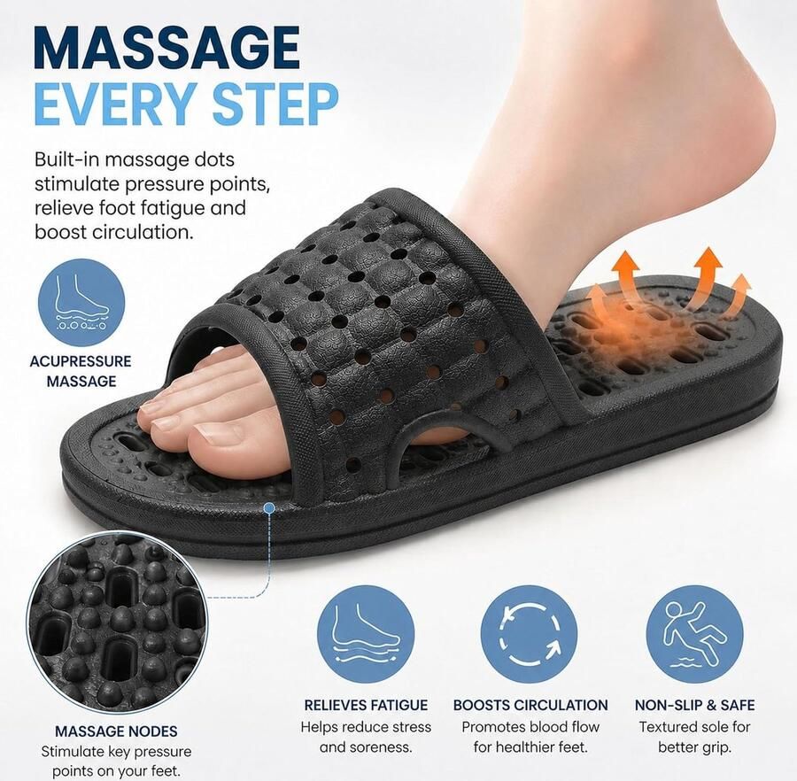 Drogende doucheslippers antislip badslippers afvoergaten doucheschoenen voor en slaapzaal zwembad sportschool