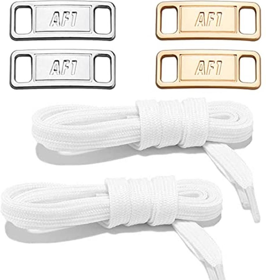 Dunne platte veters met decoratieve gespen voor sneakers