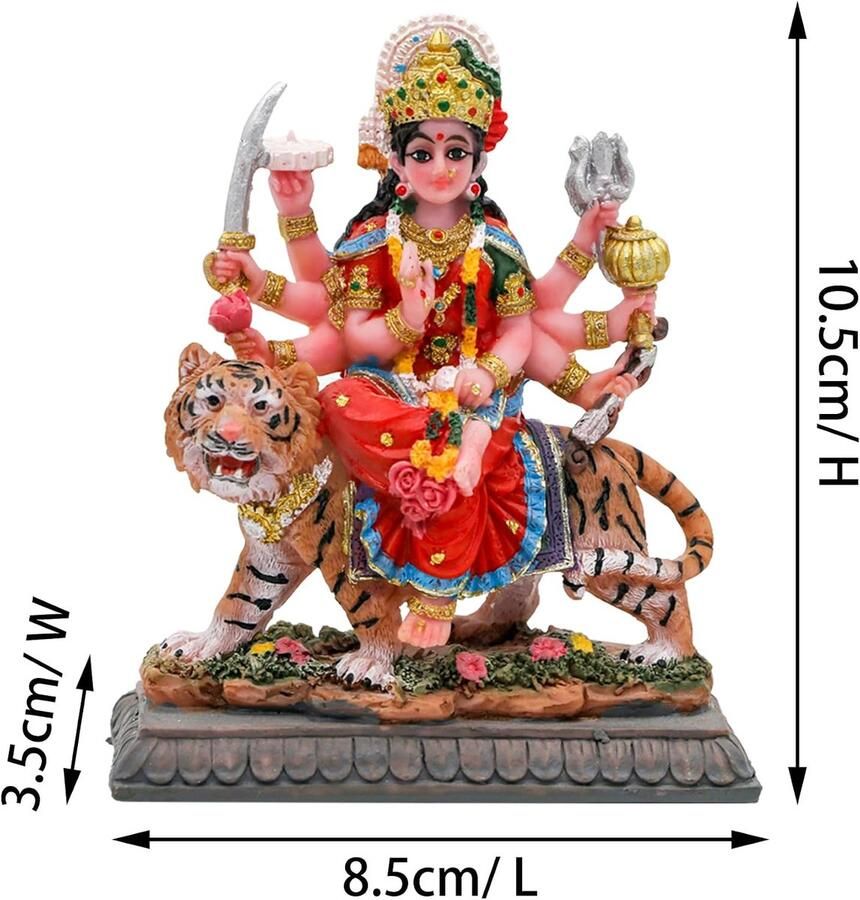 Durga voor autodecoratie H Klein Durga op Tijger-standbeeld voor autodashboard hindoe-godin Vaderdag Moederdag Diwali verjaardagscadeaus voor Indiase mensen Altaar Pooja Item