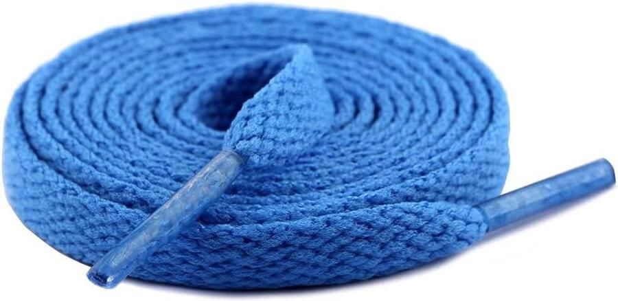 Duurzame en scheurvaste veters 2 paar platte veters van 8 mm breed voor hardloopschoenen casual schoenen en sportschoenen in blauw