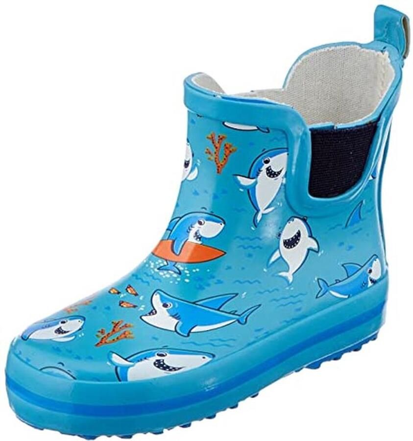 Duurzame Jongens Zoo Rubberlaarzen Blauw Waterdichte Halfhoge Instaplaarzen