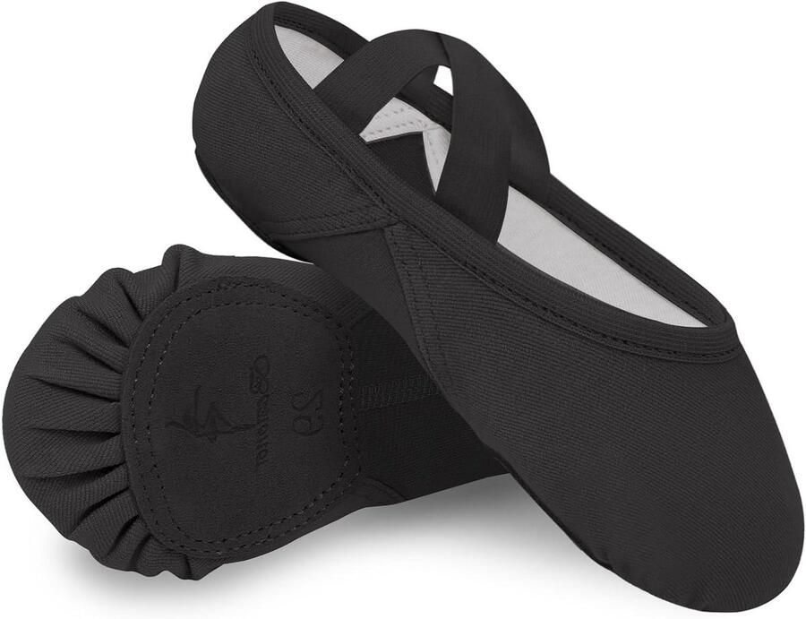 E-Ambar Ballerina's met splitzool voor meisjes en vrouwen zwart elastische dansschoenen voor peuters & kinderen