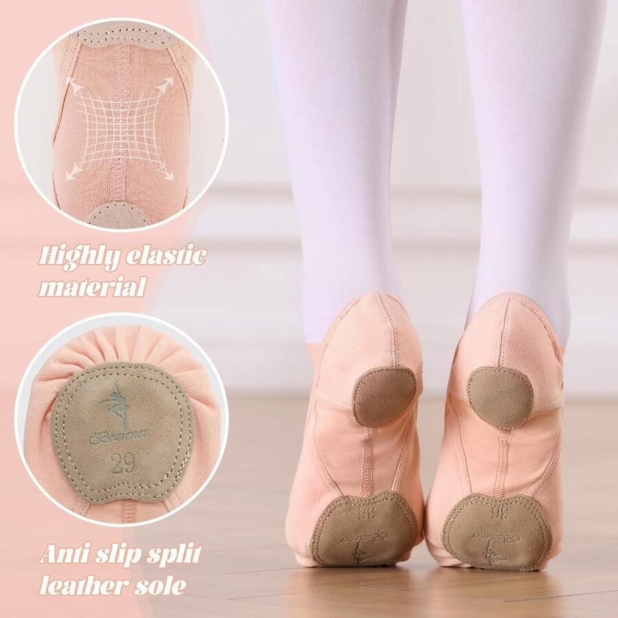 E-Ambar Elastische ballerina's met splitzool voor meisjes peuters en vrouwen Dansschoenen in maten