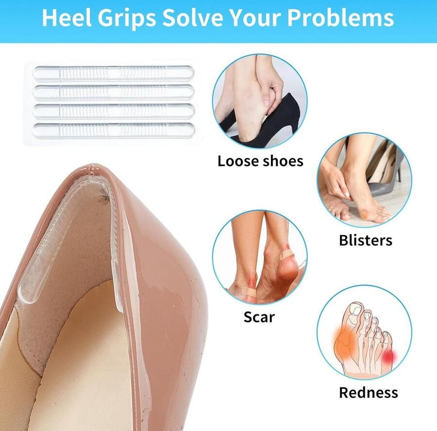 E-Ambar Hielkussen Inzetstukken voor Hoge Hakken Antislip Siliconen Strips 34 Stuks Voor Sandalen en Slingbacks Dunne Hielbandjes Vrouwen Hoge Hakken Accessories