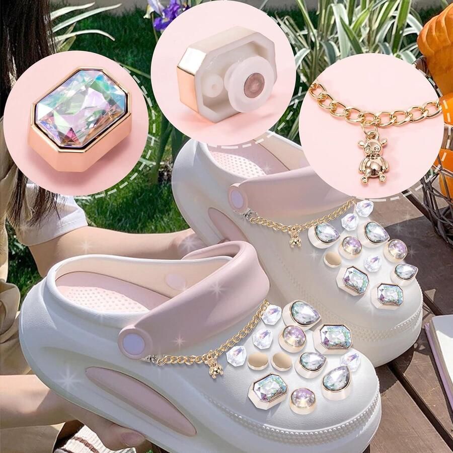 E-Ambar Schoenbedels 24 stuks schoendecoratie parels diamanten hanger klompen sandalen