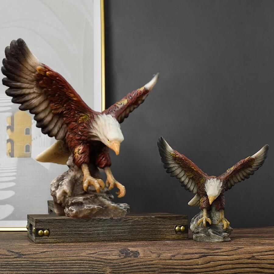 Eagle hars ornamenten standbeeld moderne adelaar beeldjes collectie standbeeld ornament ambachten woondecoratie modern geschikt voor woonkamer desktop boekenkast entree decor (B)